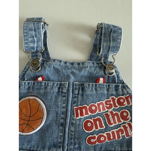 Sesame Street Vintage Denim Cookie Monster Short Overalls Size 3 T Basketball - Picture 6 of 13